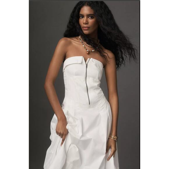 EUC Pilcro Strapless Twofer White Midi Dress - Large - Picture 3 of 6